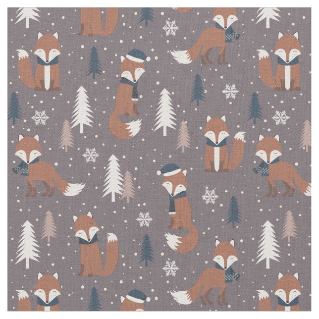 Merry Christmas Santa Claus Fox Pattern Stoff (Nahaufnahme)