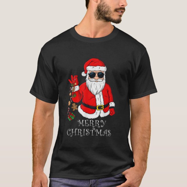 Merry Christmas Santa Claus Funny Family Pajamas X T-Shirt (Vorderseite)