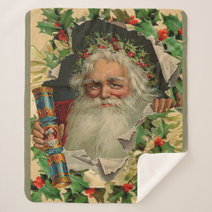 Merry Christmas Santa Claus Holly Sherpadecke