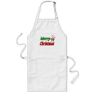 Merry Christmas Santa Claus red green typography Lange Schürze