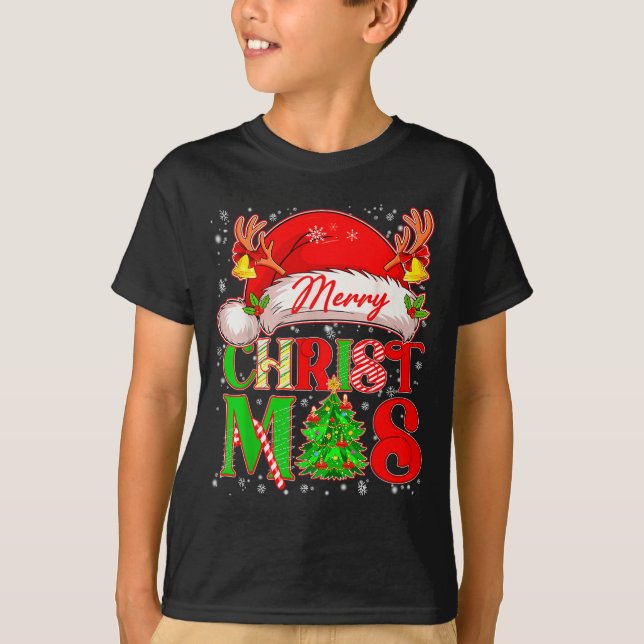 Merry Christmas Santa Hat Family Matching Pajamas  T-Shirt (Vorderseite)