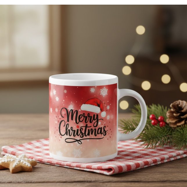 Merry Christmas Santa Hat Mug Jumbo-Tasse (Von Creator hochgeladen)