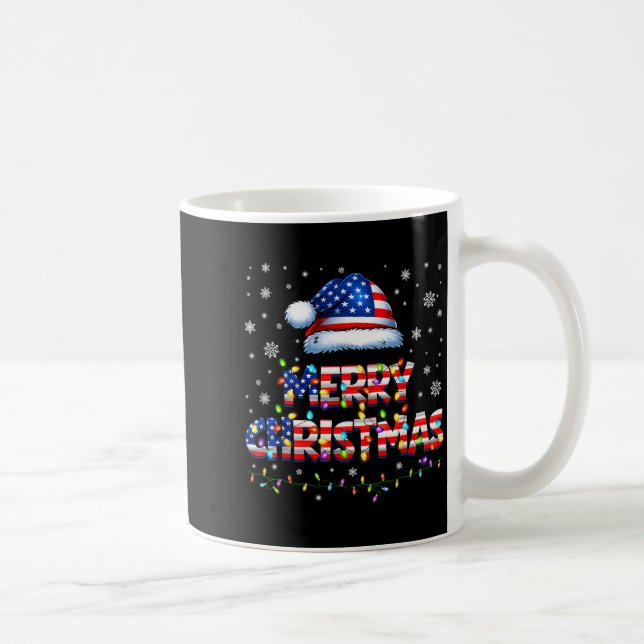 Merry Christmas Santa Hat Pjs Pajamas Us Flag Xmas Kaffeetasse (Rechts)