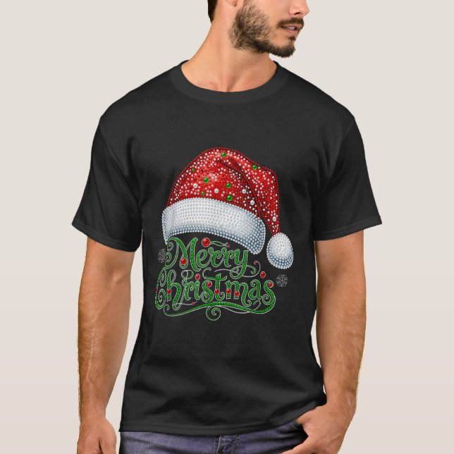 Merry Christmas Santa Hat Xmas Family Matching Paj T-Shirt (Vorderseite)