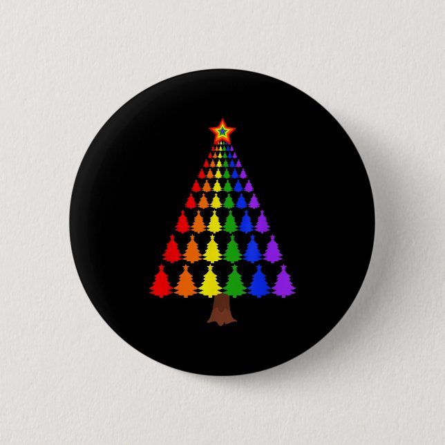 Merry Christmas Santa Human Lgbt Gay Pride Flag Xm Button (Vorderseite)
