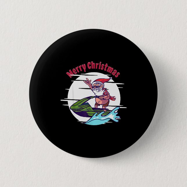 Merry Christmas Santa Jet Ski Watersrts  Button (Vorderseite)