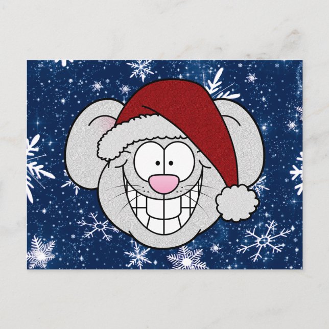 Merry Christmas Santa Mouse Screwball Graphics Postkarte (Vorderseite)