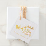 Merry Christmas Santa Reindeer Geschenkanhänger<br><div class="desc">Machen Sie Ihre Weihnachtsgeschenke in dieser Weihnachtszeit auffällig,  mit dem Weihnachtsmann in einem Schlitten und Rentier,  zusammen mit einem festlichen Frohen Weihnachtskalligraphie-Skript. Personalisieren Sie einfach Ihren (Ihre) Namen,  um ihn zu Ihrem eigenen zu machen.</div>