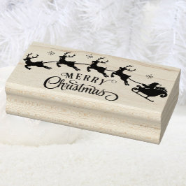 Merry Christmas Santa Reindeer Sleigh Gummistempel