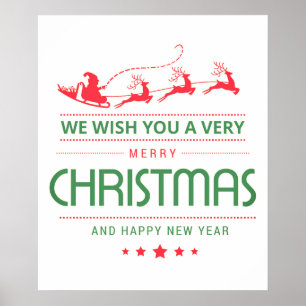 Merry Christmas Santa Reindeer   Urlaub Poster