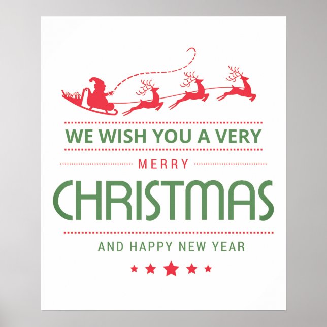 Merry Christmas Santa Reindeer | Urlaub Poster (Vorne)
