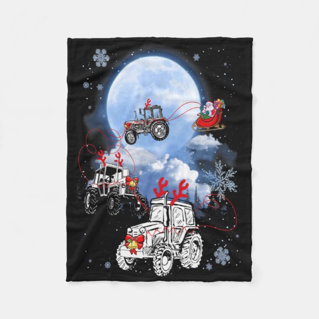 Merry Christmas Santa Ride Truck Sleigh Xmas Paj T Fleecedecke (Vorderseite)