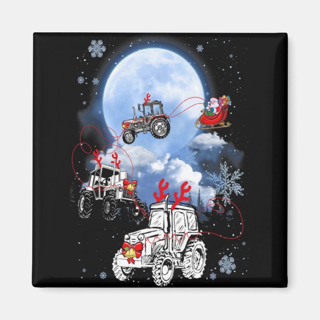 Merry Christmas Santa Ride Truck Sleigh Xmas Paj T Magnet (Vorne)