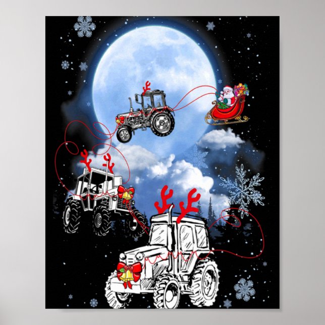 Merry Christmas Santa Ride Truck Sleigh Xmas Paj T Poster (Vorne)
