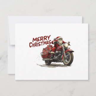 Merry Christmas Santa Riding on a vintage motorcyc