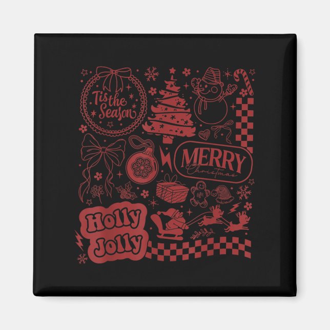 Merry Christmas Santa Snowman Reindeer Tis The Sea Magnet (Vorne)