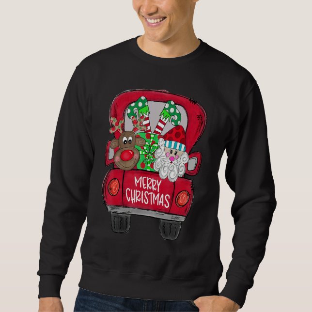 Merry Christmas Santa Truck With Santa Claus Sweatshirt (Vorderseite)