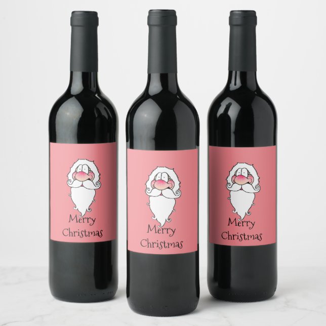 Merry Christmas Santa Wine Bottle Labels Weinetikett (Flaschen)
