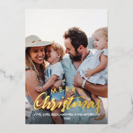 MERRY CHRISTMAS Schlichtes Personalisiertes Foto Folieneinladung