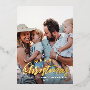 MERRY CHRISTMAS Schlichtes Personalisiertes Foto Folieneinladung