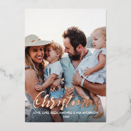 MERRY CHRISTMAS Schlichtes Personalisiertes Foto R Folieneinladung