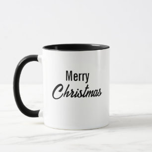 MERRY CHRISTMAS SCHWARZ UND WEISS TASSE