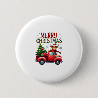 Merry Christmas Scottish Highland Cow Xmas Farm An Button