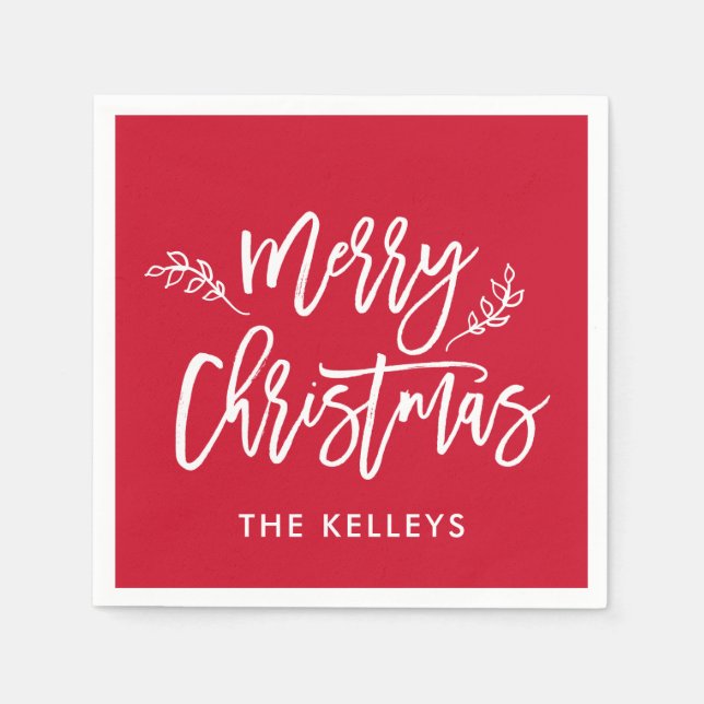 Merry Christmas Script Custom Color Personalisiert Serviette (Vorderseite)