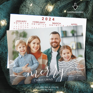 MERRY CHRISTMAS Script Foto Overlay 2024 Kalender Feiertagskarte