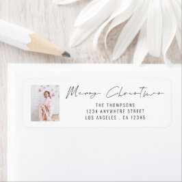 Merry Christmas Script Photo Return Address