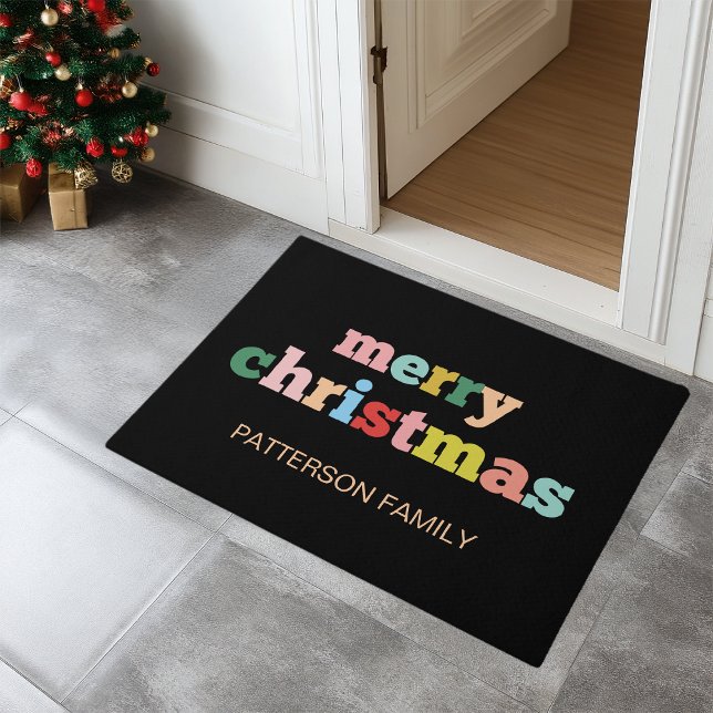 MERRY CHRISTMAS Script Typografy Custom Family Fußmatte (MERRY CHRISTMAS Script Typography Custom Family Doormat)
