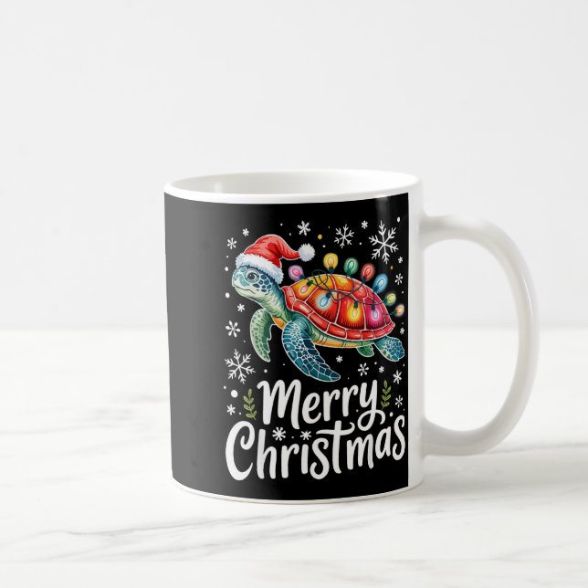 Merry Christmas Sea Turtle Christmas Lights Santa  Kaffeetasse (Rechts)