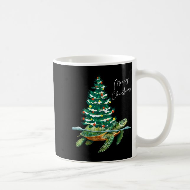 Merry Christmas Sea Turtle Xmas Tree Lights Pjs Me Kaffeetasse (Rechts)