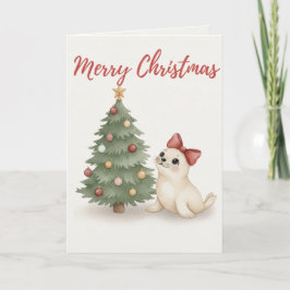 Merry Christmas Seal Card Cozy Holiday Illustrat Feiertagskarte