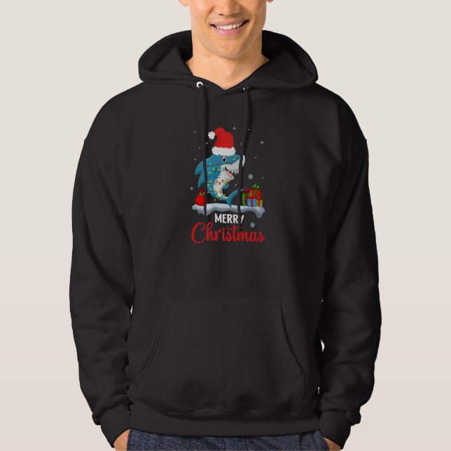 Merry Christmas Shark Santa  Quote Hoodie (Vorderseite)