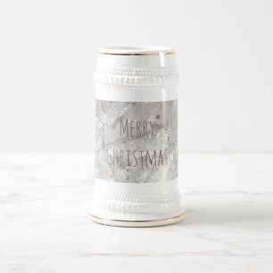 Merry Christmas Shiny Crystal White Stein Bierglas