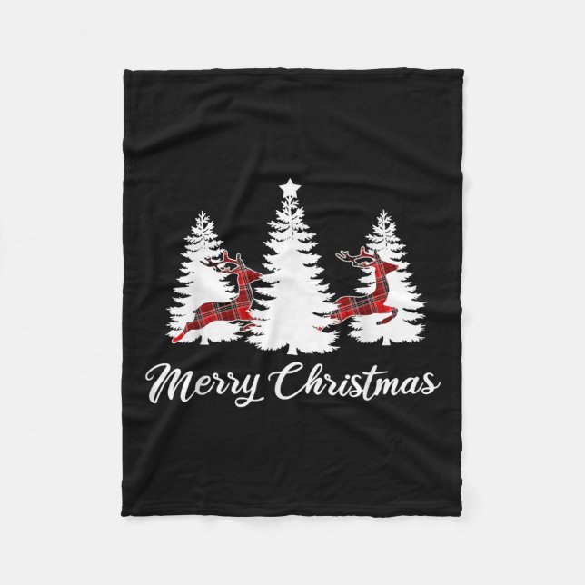 Merry Christmas Shirt For Women Buffalo Plaid Rein Fleecedecke (Vorderseite)
