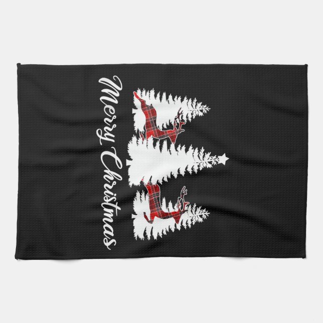 Merry Christmas Shirt for Women Buffalo Plaid Rein Geschirrtuch (Horizontal)