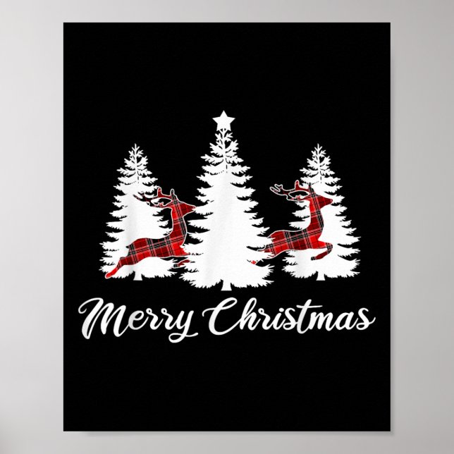 Merry Christmas Shirt For Women Buffalo Plaid Rein Poster (Vorne)