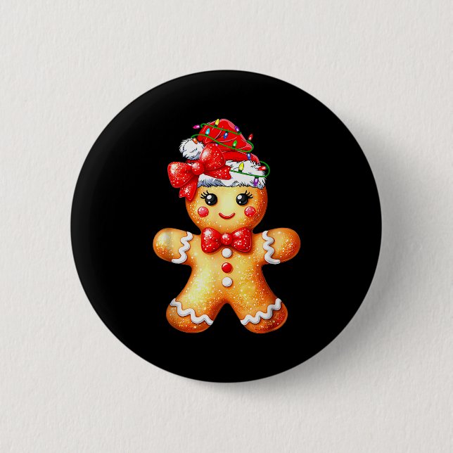 Merry Christmas Shirt Gingerbread Santa Pajamas Gi Button (Vorderseite)