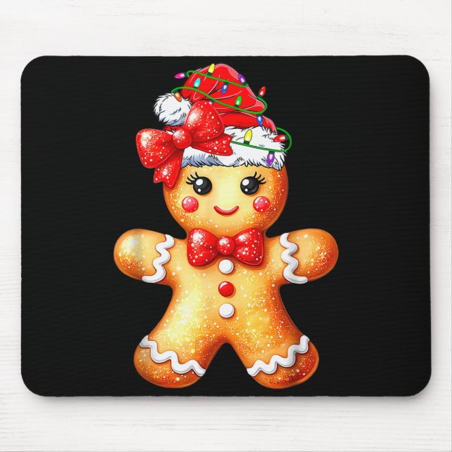 Merry Christmas Shirt Gingerbread Santa Pajamas Gi Mousepad (Vorne)