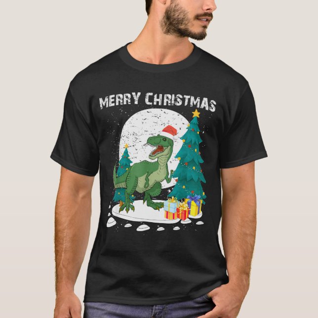 Merry Christmas Shirts For Women Xmas Santa T Rex  (Vorderseite)