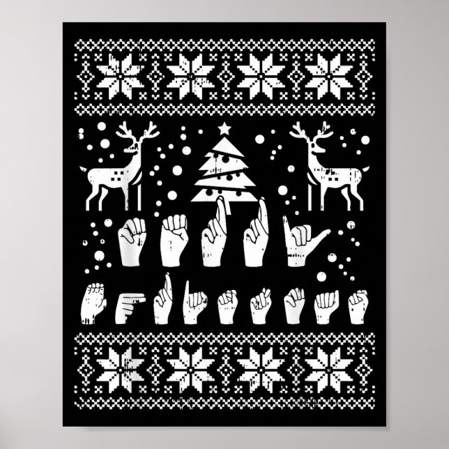 Merry Christmas Sign Language Asl Deaf Ugly Christ Poster (Vorne)