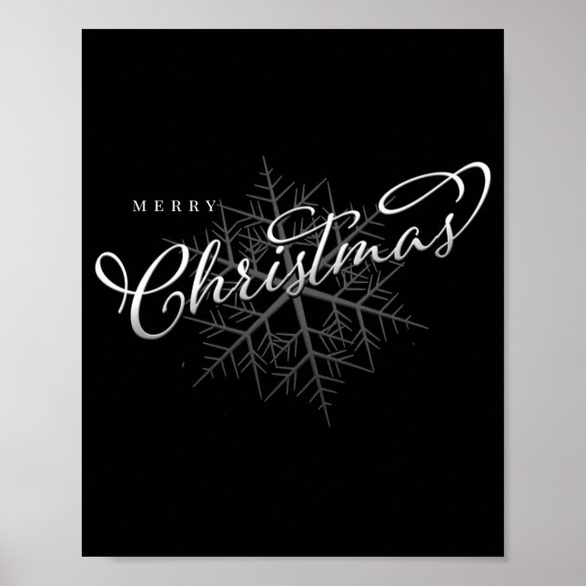 Merry Christmas Silver Snowflake  Poster (Vorne)