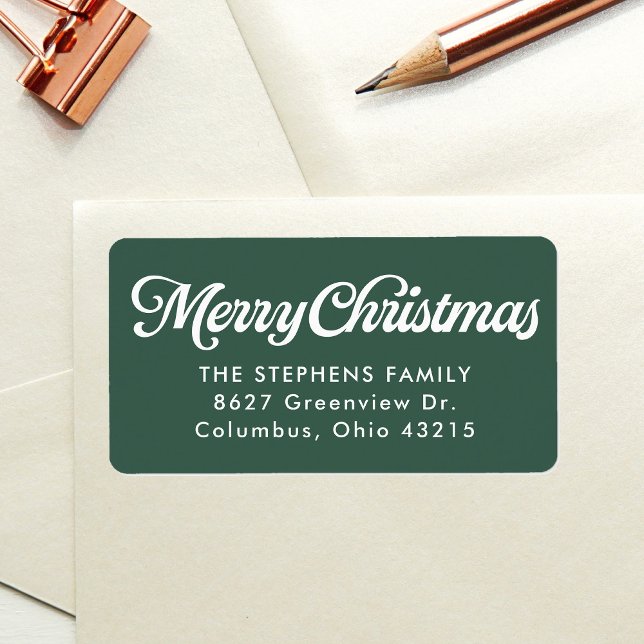 Merry Christmas simple green return address Adressaufkleber (Von Creator hochgeladen)