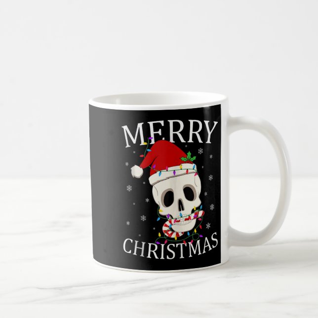 Merry Christmas Skeleton Skull Xmas Lights Men Wom Kaffeetasse (Rechts)