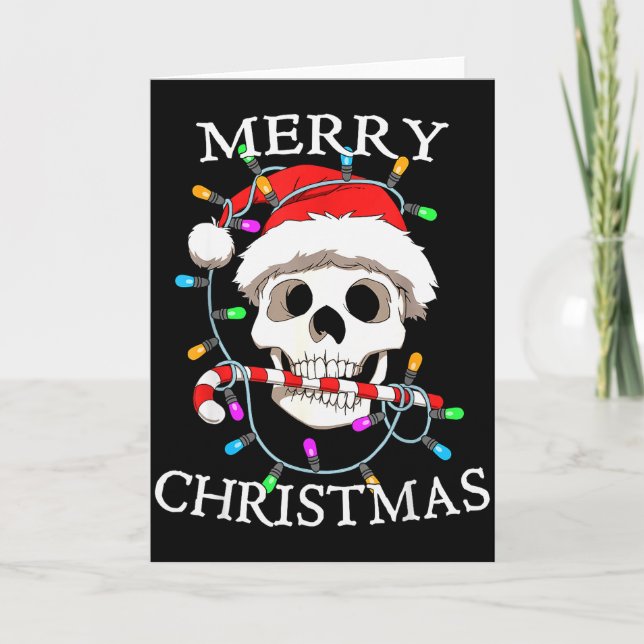Merry Christmas Skull Skeleton Men Women  Karte (Vorderseite)