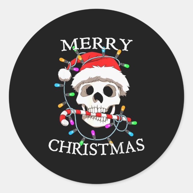 Merry Christmas Skull Skeleton Men Women  Runder Aufkleber (Vorderseite)