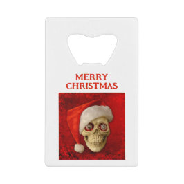 Merry Christmas. Skull wearing Santa hat Geldbeutel Flaschenöffner