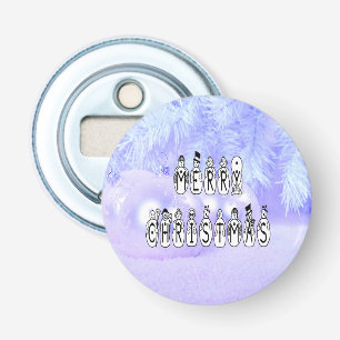 Merry Christmas Snow People Font Blue Tint Snow Flaschenöffner